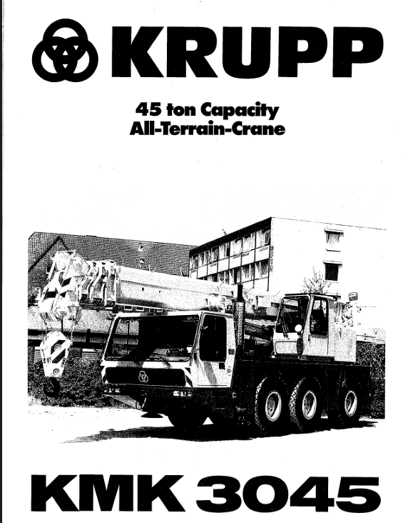 Portada de la ficha técnica de la grúa todoterreno KRUPP KMK 3045 de 45 toneladas